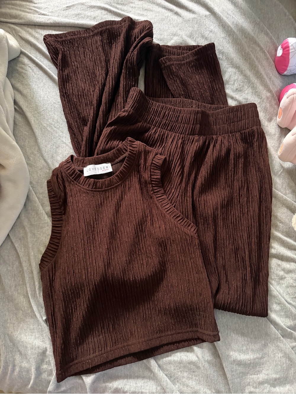 Ribbed Tank & Pants Set in Chocolate Brown - LOVEPOEM
